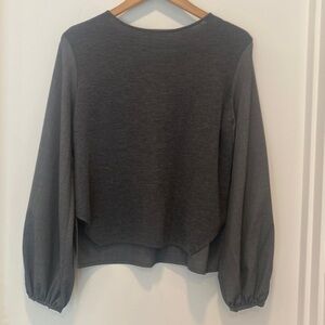 Adawas grey knit and woven wool long sleeve blouse size 38